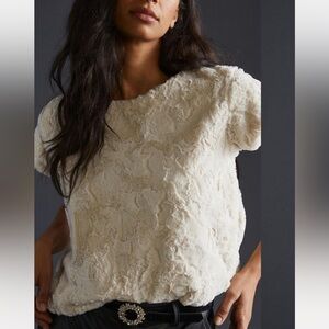 Anthropologie Ivory Textured Top, lined, exc condition.